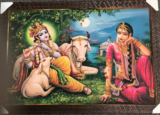 Sparkle Canvas Print Frame Picture of Radha Krishna # 7 - 20 x 30"