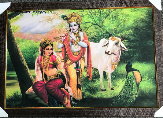 Sparkle Canvas Print Frame Picture of Radha Krishna # 9 - 20 x 30"