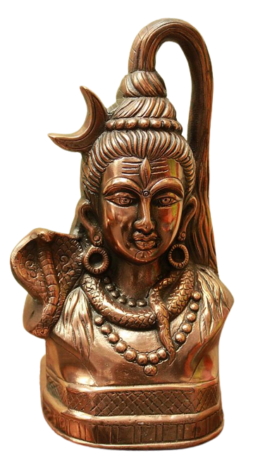 Carved Black Metal Copper Finish Murti of God Shiv 12"