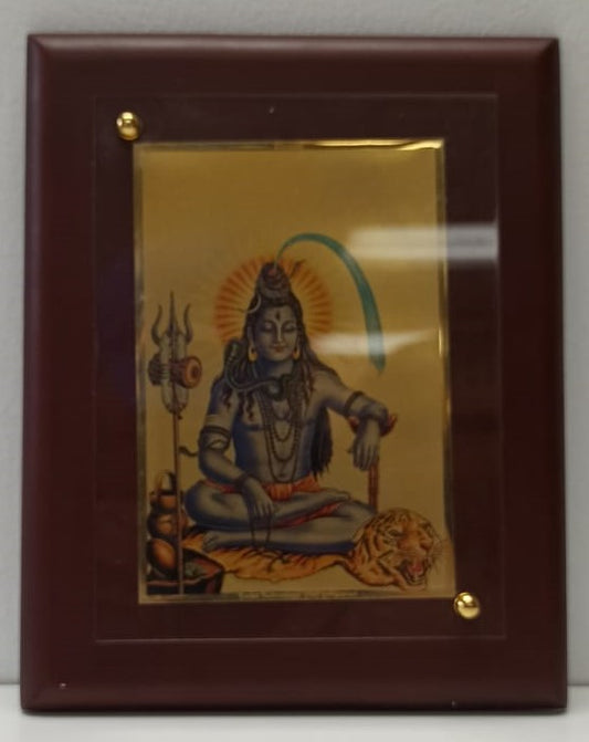 Gold Plated Foil Encased In An MDF Frame of Shivji # 1 - 6 x 8"