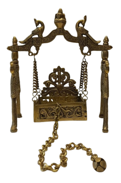 Brass Artistic Carved Singhasan/Jhulla for God Statues - 9"