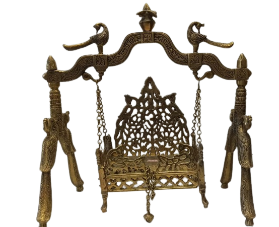 Brass Artistic Carved Singhasan/Jhulla for God Statues - 16"