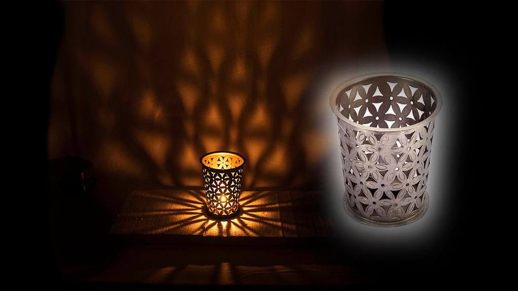 Metal Candle Holder w/ Cut Work Jaali Design Gift & Decor