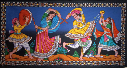 43" x 22" Indian Dancing Wall Hanging - Colorful and Vibrant