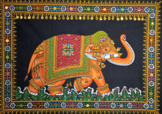 Colorful Indian Elephant Wall Hanging - 29" x 20"