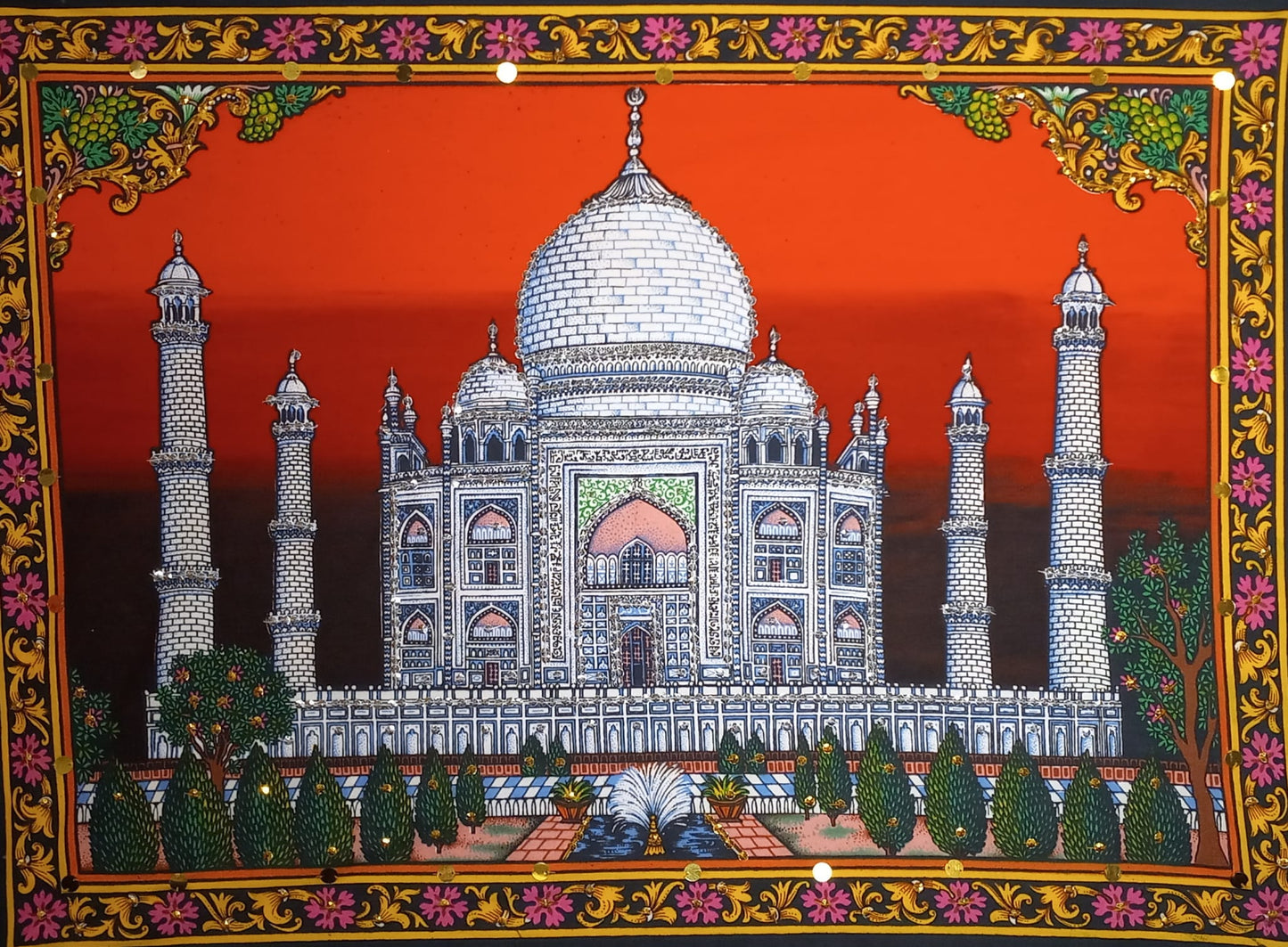 Stunning Indian Wall Hanging - Taj Mahal at Dusk (28" x 20")