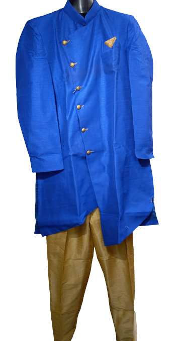 Traditional Indian Sherwani for Men - Solid Blue