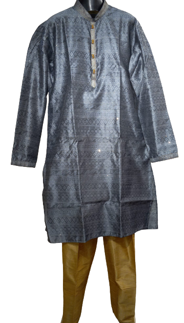 Luxurious Blue Kurta Set with Intricate Embroidery - Perfect for Special Occasions, Made with Polyester Cotton Fabric