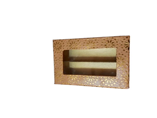 Peach-Colored Indian Sweet Boxes with 2 Compartments - 1/4 Kg Size - Outer: 7" x 4.5" x 1.75", Inner: 6.75" x 4.25" x 1.51"