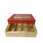 Red-Colored Indian Sweet Boxes with 4 Compartments - 1/2 Kg Size - Outer - 7.5" x 7.5" x 1.75" Inner - 7.25" x 7.25" x 1.50"