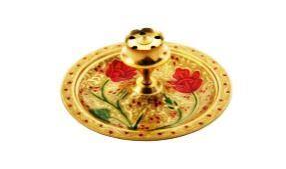 Golden Brass Traditional Meenakari Incense Stick Stand