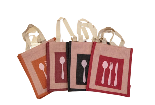 Handmade Jute Lunch Bags in Assorted Color