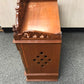 Light Brown Wooden Puja Mandir for Home w/ Carving & Bells on Doors - 21"