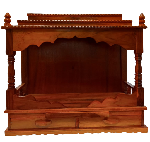 Teak Wooden Pooja Mandir, Open Style - 24" & 30" Wide