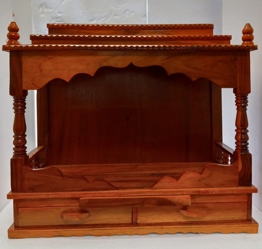 Teak Wooden Pooja Mandir, Open Style - 24" & 30" Wide